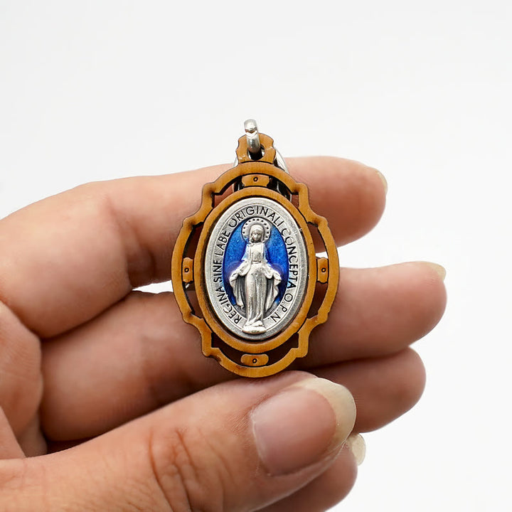 Christianartworkshop Medaglia miracolosa smaltata a doppia faccia e portachiavi della Vergine Maria: simbolo splendente di speranza e restaurazione - image 5