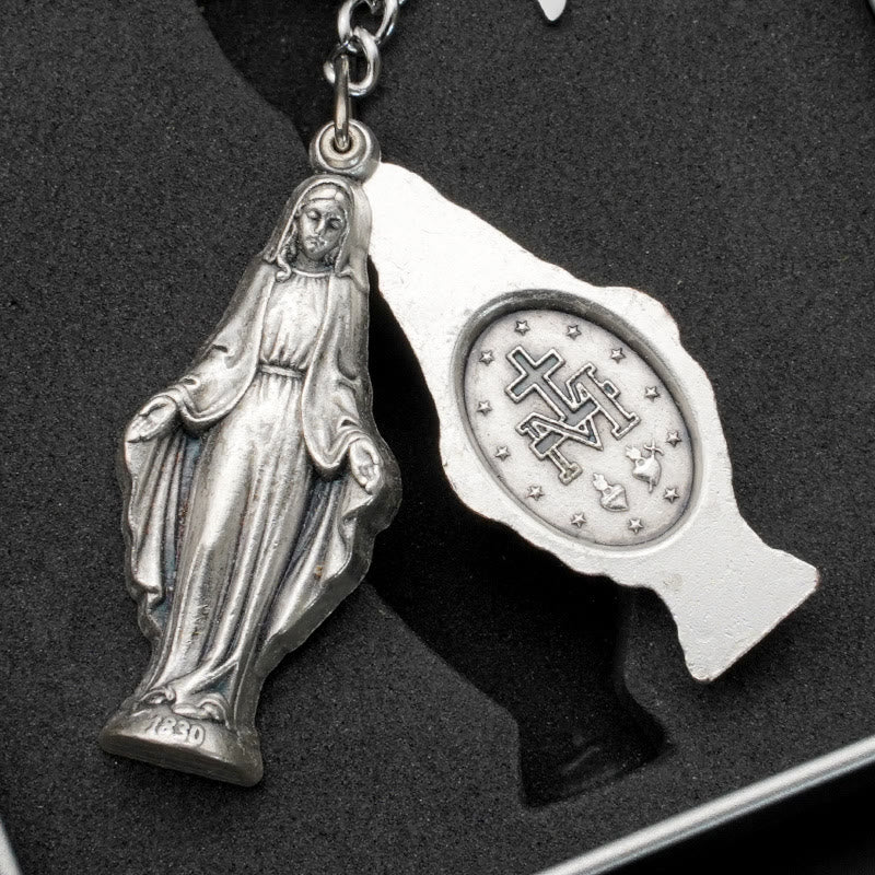 Christianartworkshop Slide - Portachiavi con medaglia miracolosa e Vergine Maria: ricordo della devozione a Maria - Medaglia Miracolosa - image 0