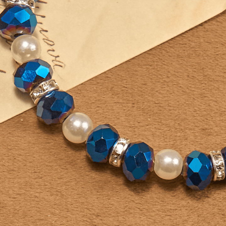 Christianartworkshop Bracciale elastico moderno in cristallo trasparente con crocifisso e medaglia miracolosa: dichiarazione di fede contemporanea - image 15