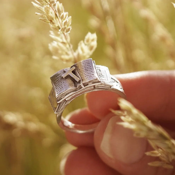 Christianartworkshop Anello della Bibbia con Croce: Un Sacro Compagno di Fede - Regolabile - image 0