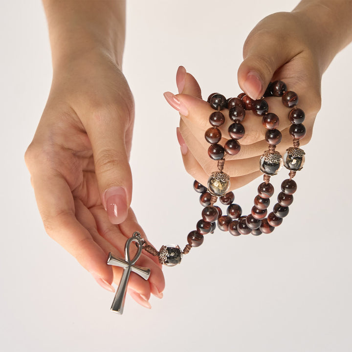 Christianartworkshop FEDE IN PREGHIERA: Rosario e collana 2 in 1 con perline di legno fatte a mano e carta regalo - image 10