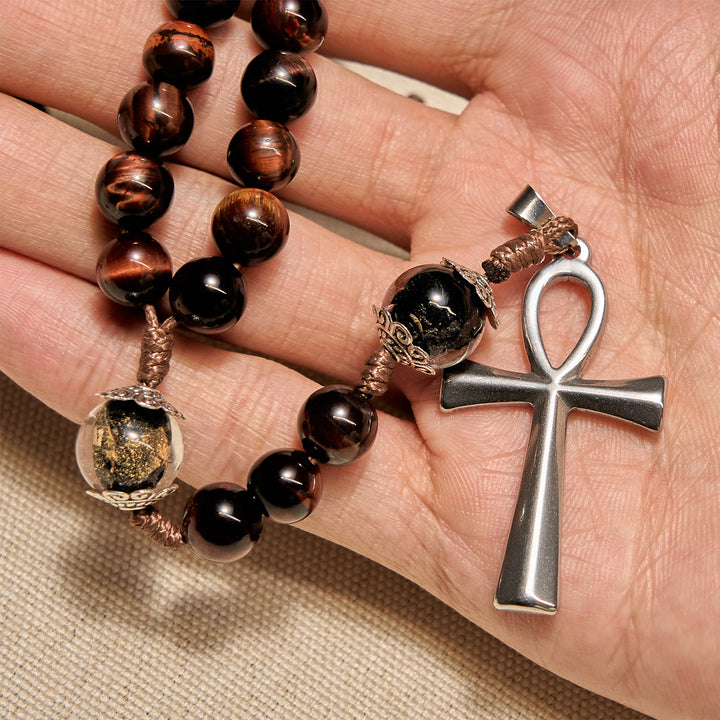 Christianartworkshop FEDE IN PREGHIERA: Rosario e collana 2 in 1 con perline di legno fatte a mano e carta regalo - image 8