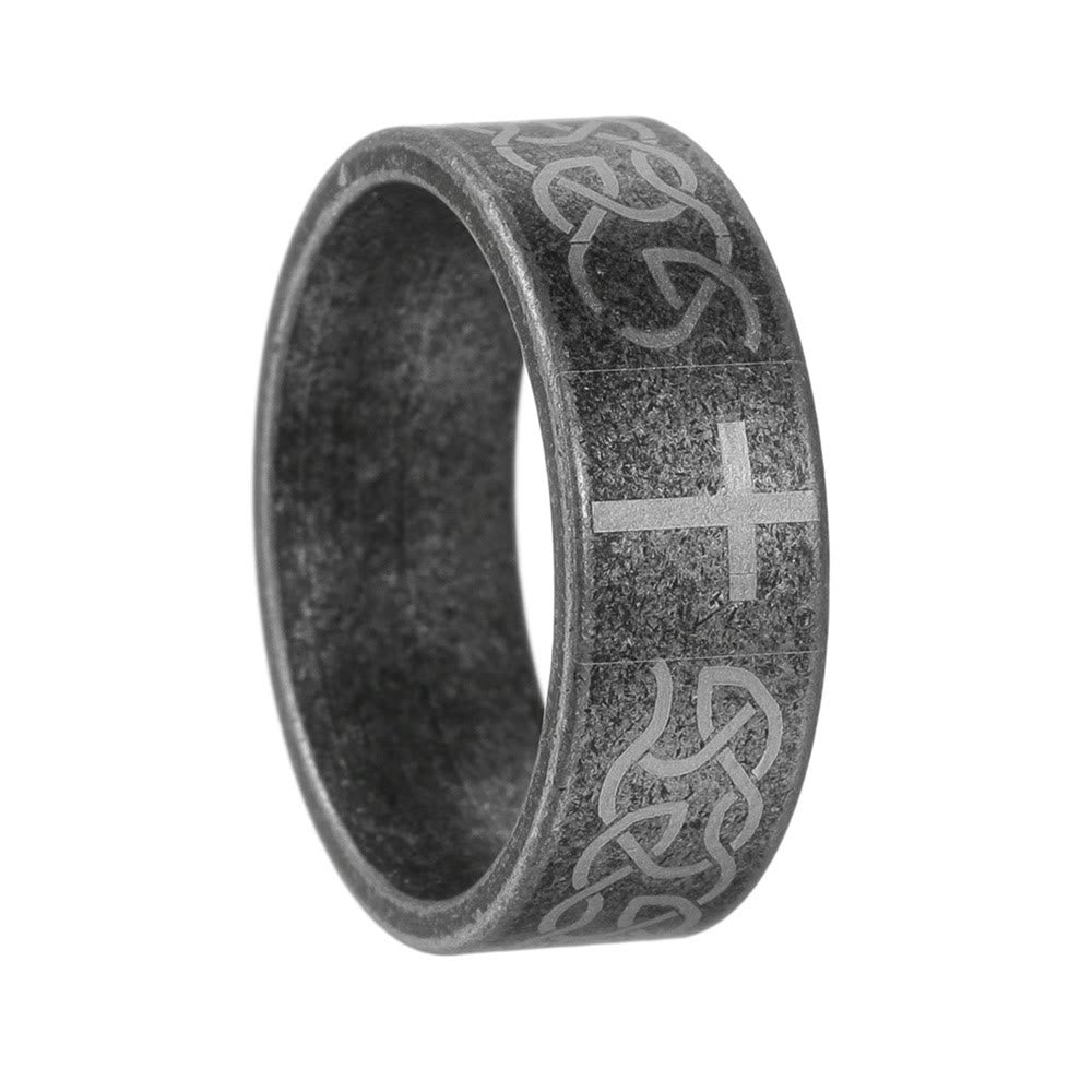 Christianartworkshop Anello artigianale in argento 925 invecchiato con nodo celtico e croce: espressione di identità fedele - image 5