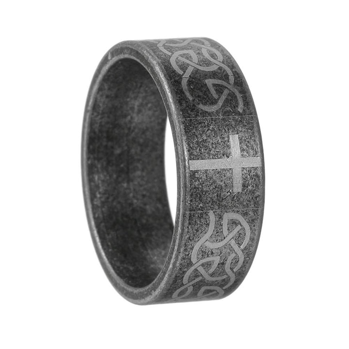 Christianartworkshop Anello artigianale in argento 925 invecchiato con nodo celtico e croce: espressione di identità fedele - image 5