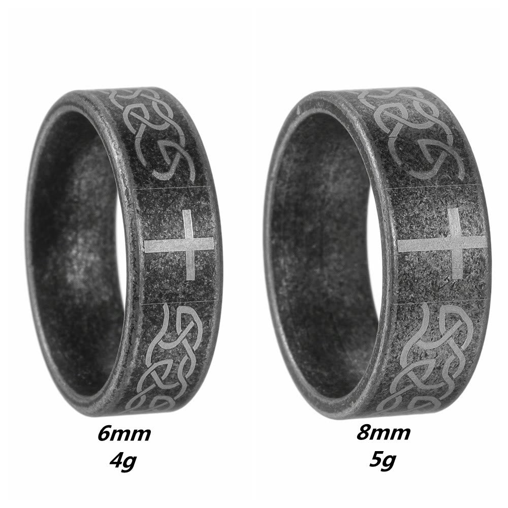 Christianartworkshop Anello artigianale in argento 925 invecchiato con nodo celtico e croce: espressione di identità fedele - image 3
