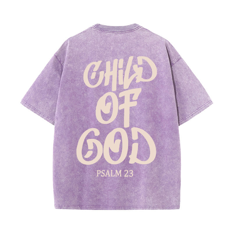 Christianartworkshop Maglietta unisex lavata Chic Spiritual Child of God Salmo 23 - Viola - 5XL - image 11