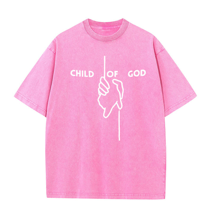 Christianartworkshop Maglietta unisex lavata artistica Bambino di Dio: Mano - Disegno a croce e fede eterna - Rosa - 5XL - image 11