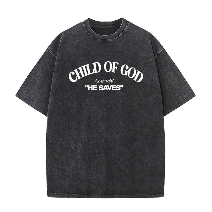 Christianartworkshop Classic Style He Save Child of God T-shirt unisex lavata - Nero - 5XL - image 0