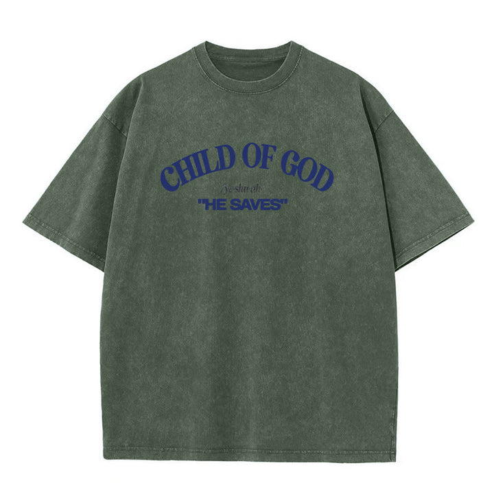 Christianartworkshop Classic Style He Save Child of God T-shirt unisex lavata - Verde militare - 5XL - image 3