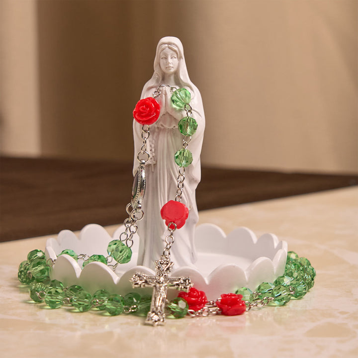 Christianartworkshop Rosario con perline di cristallo floreali fatte a mano e crocifisso con medaglia della Vergine Maria: eleganza Blossom of Grace - image 4