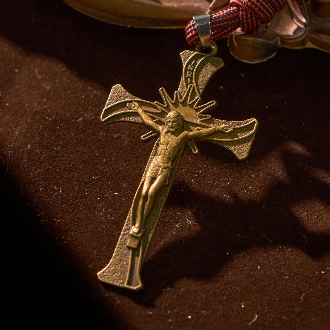 Christianartworkshop Elegante rosario tascabile portatile con medaglia dorata di San Benedetto e crocifisso: porta la protezione divina ovunque - image 5