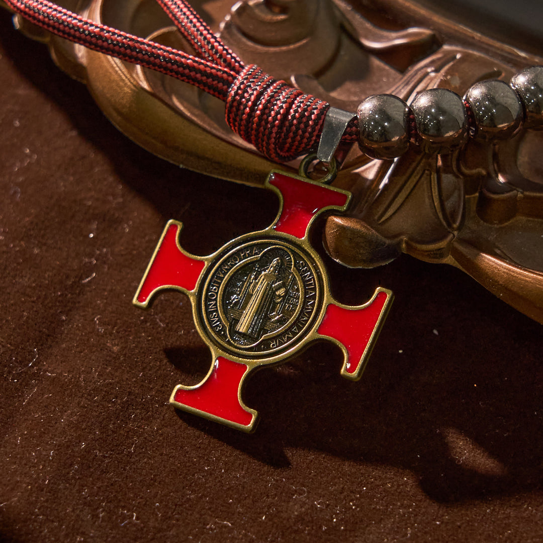 Christianartworkshop Elegante rosario tascabile portatile con medaglia dorata di San Benedetto e crocifisso: porta la protezione divina ovunque - image 6