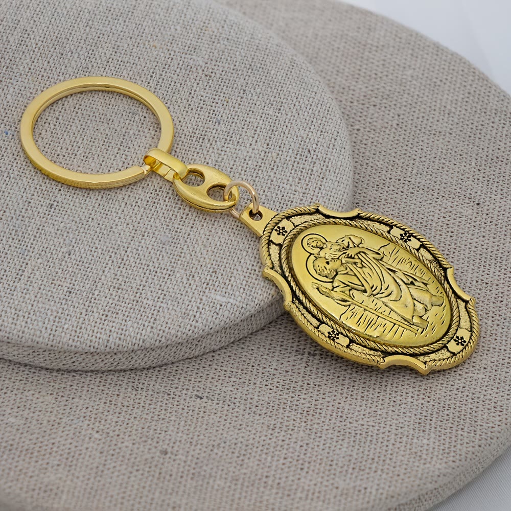 Christianartworkshop Portachiavi di San Cristoforo multicolore finemente intagliato: compagno ideale per viaggi sicuri - UN - image 0