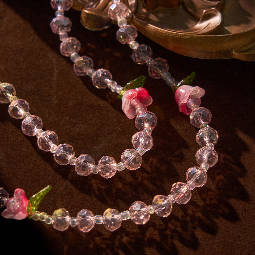 Christianartworkshop Gesù è il dono: elegante rosario in cristallo rosa fatto a mano con perline di rosa 3D e carta regalo - image 11