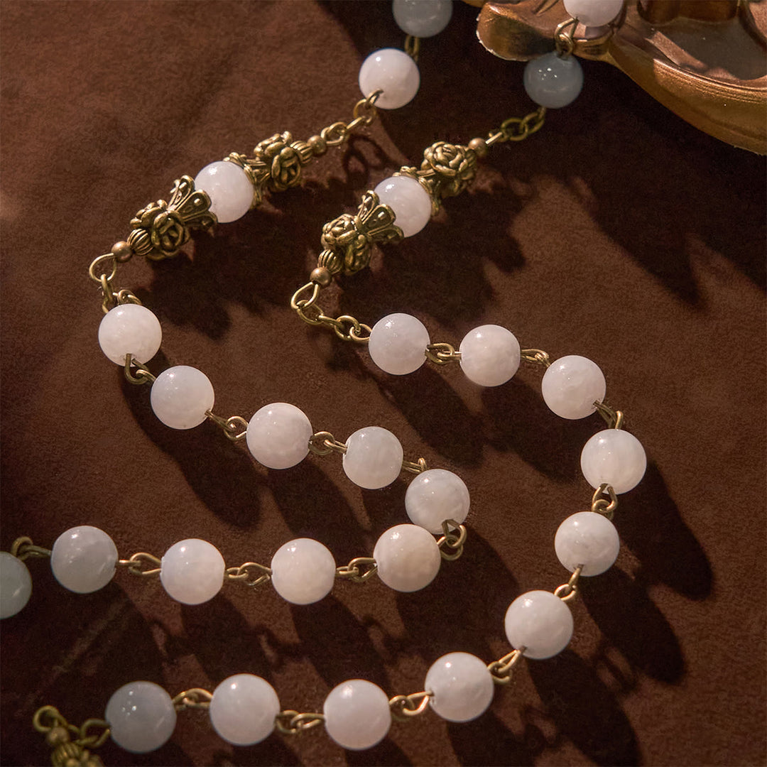 Rosario Christianartworkshop con perle di giada azzurra e ottone - Accenti tonali: il tuo percorso verso la comunione divina - image 5