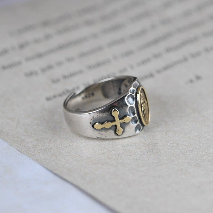 Christianartworkshop Anello religioso con distintivo di benedizione della Vergine Maria in argento sterling 925 in stile retrò - image 4