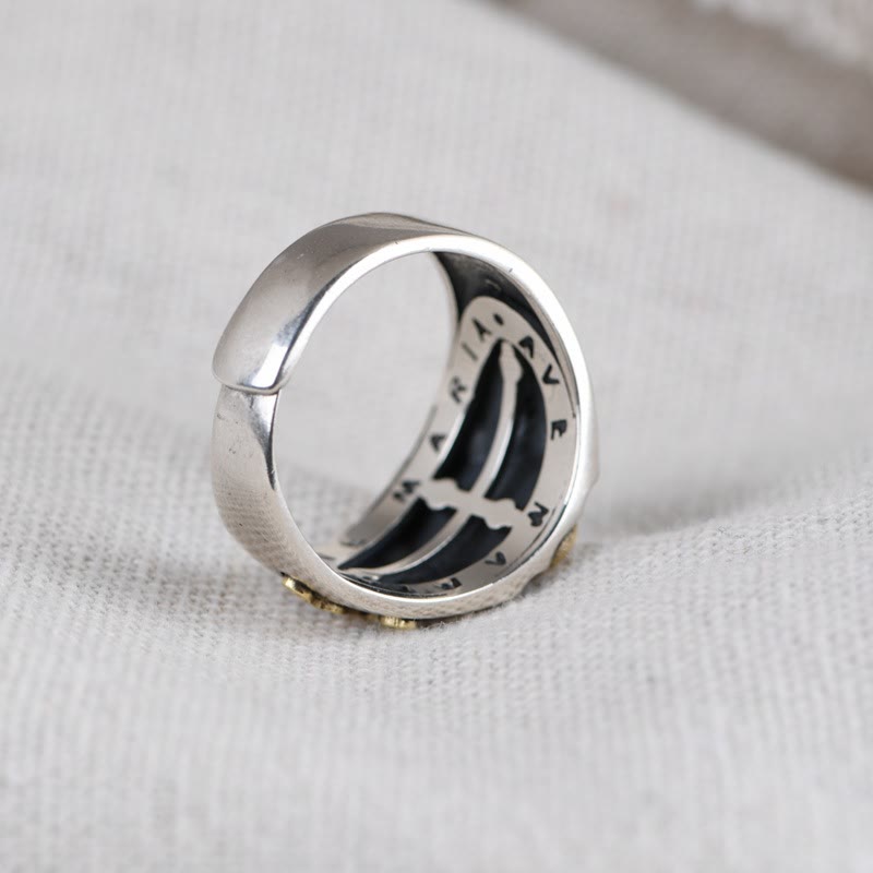 Christianartworkshop Anello religioso con distintivo di benedizione della Vergine Maria in argento sterling 925 in stile retrò - image 5