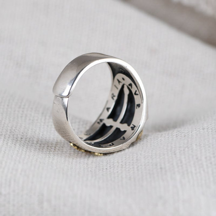 Christianartworkshop Anello religioso con distintivo di benedizione della Vergine Maria in argento sterling 925 in stile retrò - image 5