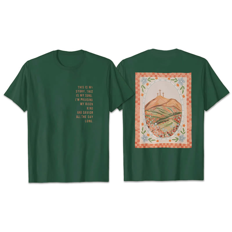 Christianartworkshop Questa è la mia storia, questa è la mia canzone - Maglietta grafica  - Verde scuro - 2XL - image 29