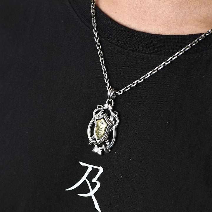 Christianartworkshop Collana con ciondolo a forma di croce in argento sterling 925 con stemma sacro e nucleo dorato: Scudo della grazia - image 5