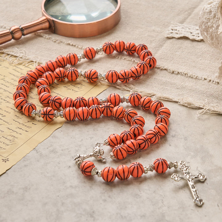 Christianartworkshop FEDE IN PREGHIERA: Rosario sportivo con perline da basket, calice sacro in argento e crocifisso - image 6