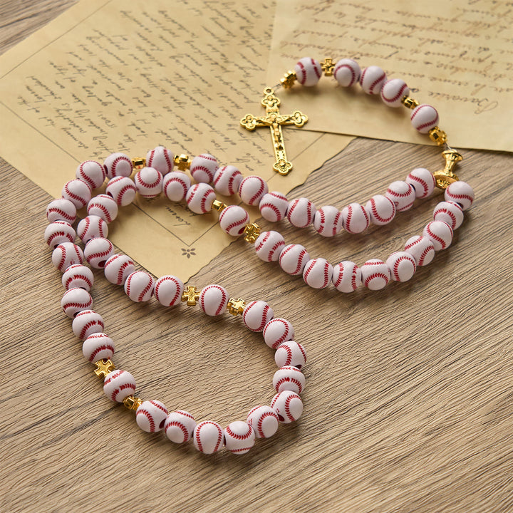 Christianartworkshop FEDE IN PREGHIERA: Rosario in miniatura con perline da baseball benedette, calice sacro dorato e crocifisso - image 7