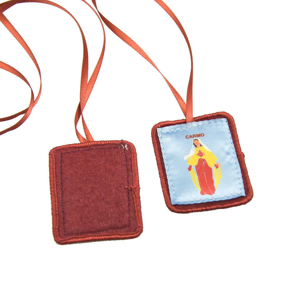 Christianartworkshop Scapolare cattolico rosso di Nostra Signora del Monte Carmelo e Cuore di Gesù di Jacred - image 5