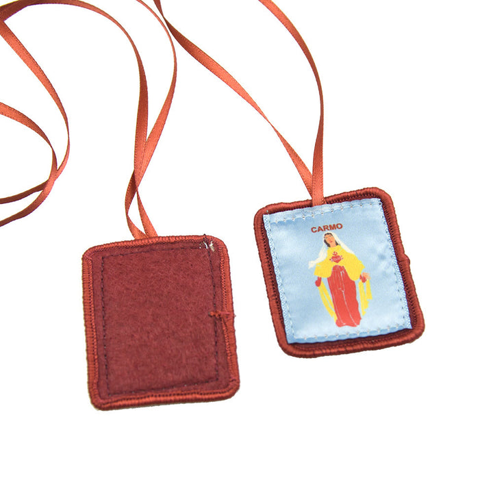 Christianartworkshop Scapolare cattolico rosso di Nostra Signora del Monte Carmelo e Cuore di Gesù di Jacred - image 5