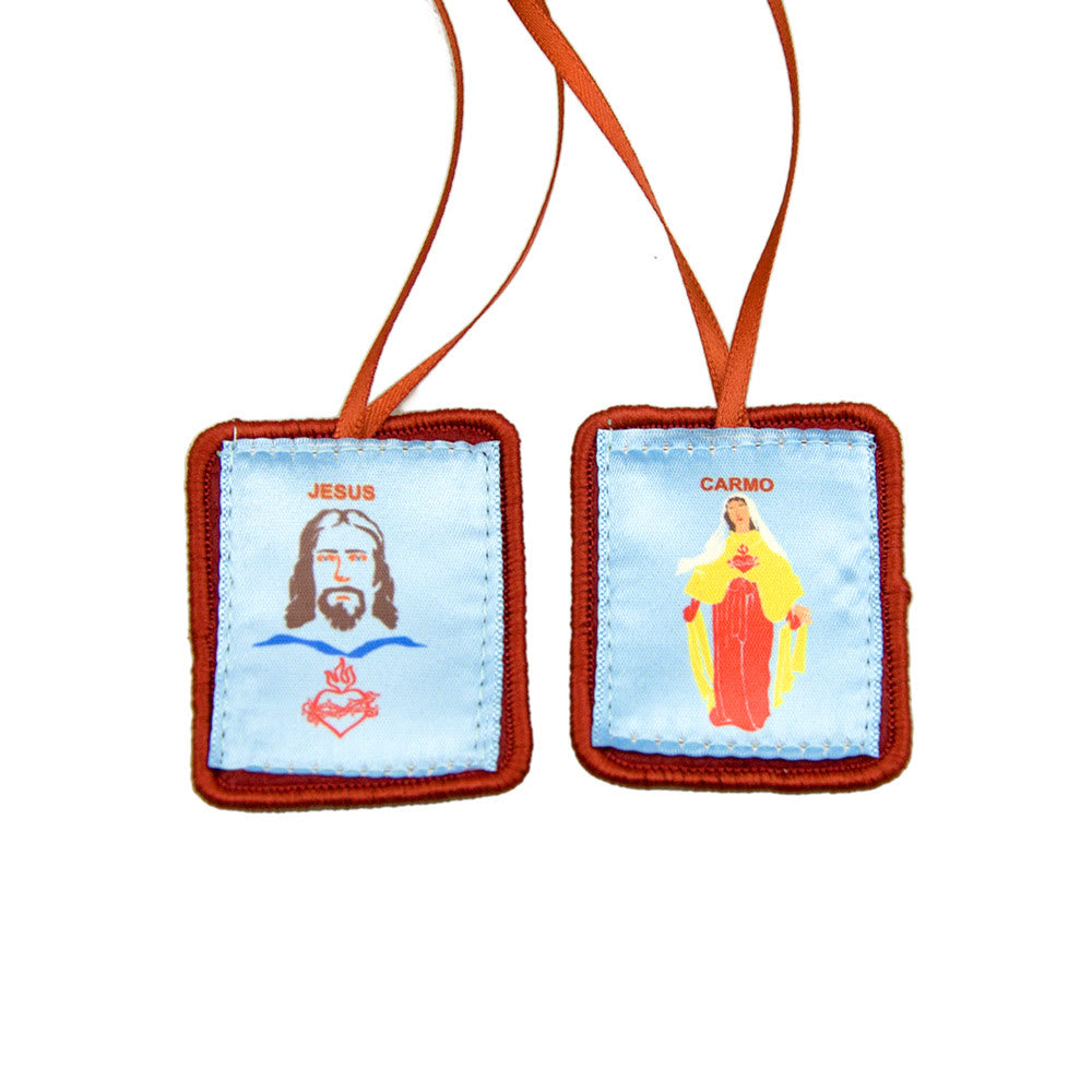 Christianartworkshop Scapolare cattolico rosso di Nostra Signora del Monte Carmelo e Cuore di Gesù di Jacred - image 2