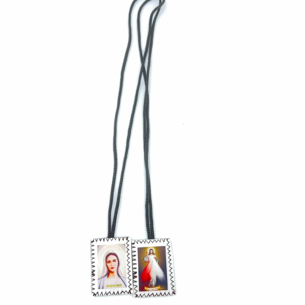 Christianartworkshop Scapolare bifacciale del Sacro Cuore e della Vergine Maria: una duplice devozione a Gesù e Maria - image 1