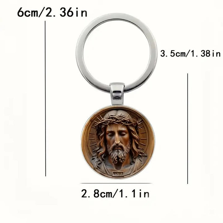 Christianartworkshop Portachiavi in ​​stile classico raffigurante Gesù divino con corona di spine: simbolo senza tempo di redenzione spirituale - image 2