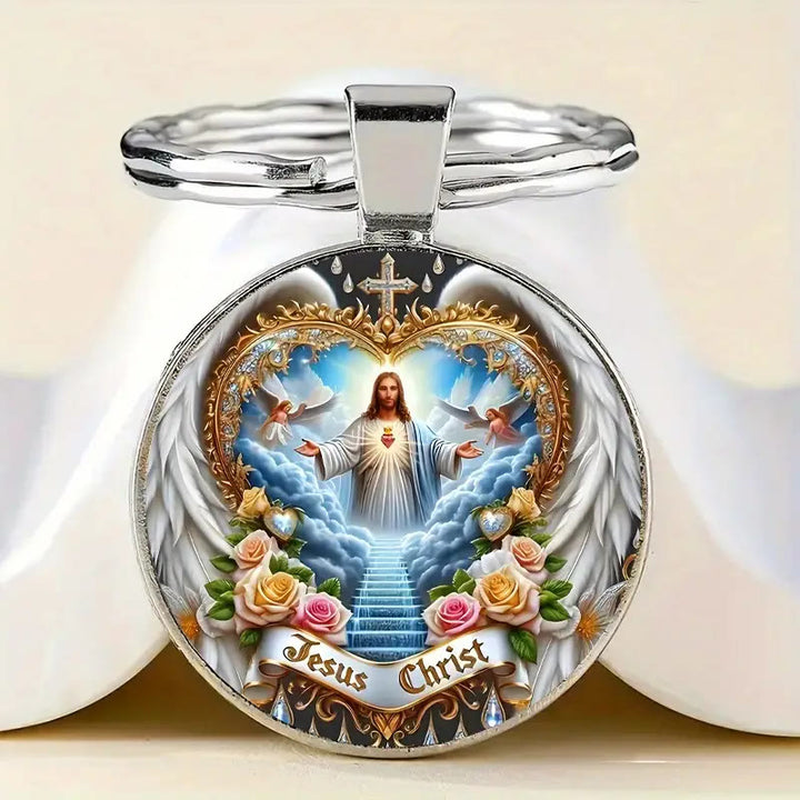Christianartworkshop Portachiavi di Gesù Cristo nel Regno Divino Celeste: Simbolo di Fede e Artigianato Etereo - Gesù Cristo - image 0
