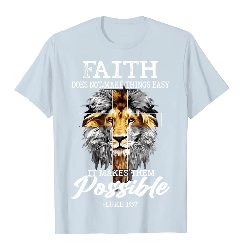 Christianartworkshop Maglietta unisex con grafica a forma di croce e leone con fede religiosa - Blu - 2XL - image 5