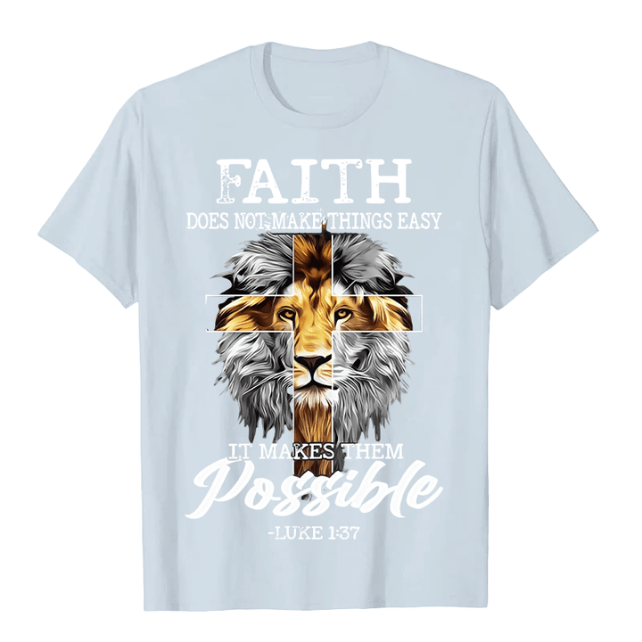 Christianartworkshop Maglietta unisex con grafica a forma di croce e leone con fede religiosa - Blu - 2XL - image 5