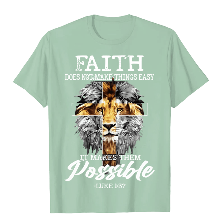 Christianartworkshop Maglietta unisex con grafica a forma di croce e leone con fede religiosa - Verde chiaro - 2XL - image 8