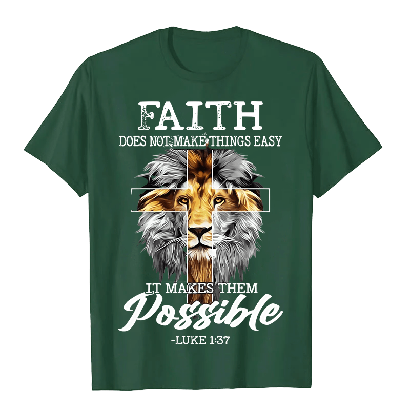 Christianartworkshop Maglietta unisex con grafica a forma di croce e leone con fede religiosa - Verde scuro - 2XL - image 6