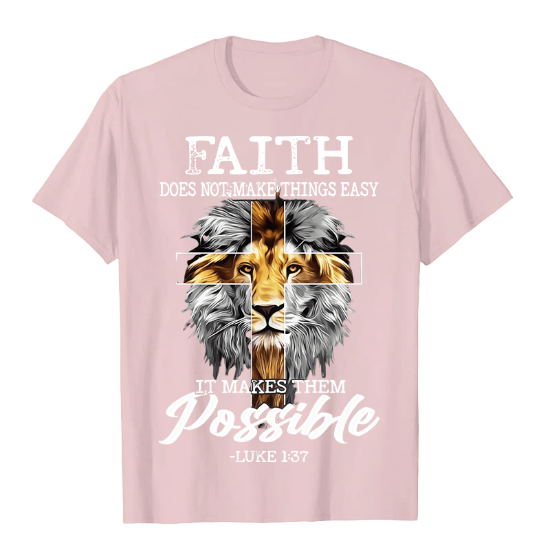 Christianartworkshop Maglietta unisex con grafica a forma di croce e leone con fede religiosa - Rosa - 2XL - image 4
