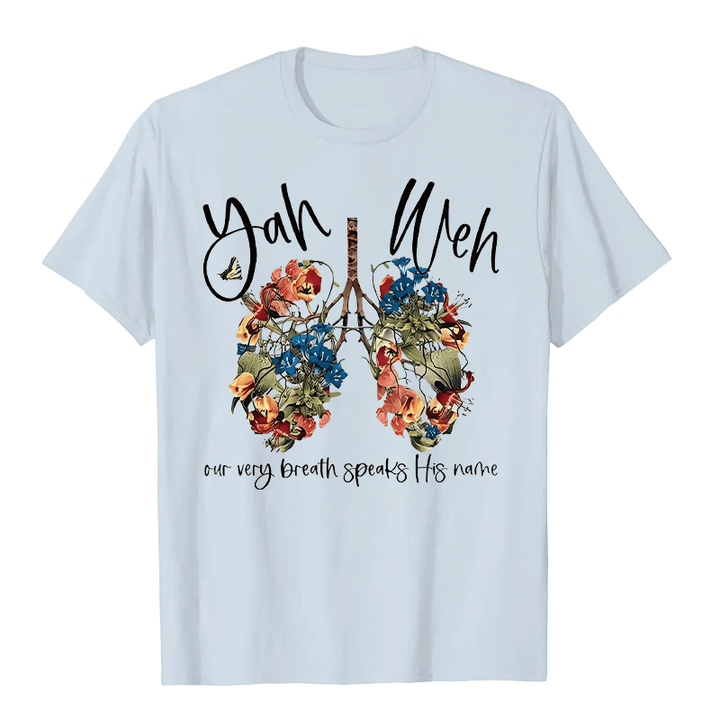 Christianartworkshop Il nostro stesso respiro pronuncia il suo nome Floral Lung Yahweh T-shirt unisex - Blu - 2XL - image 0