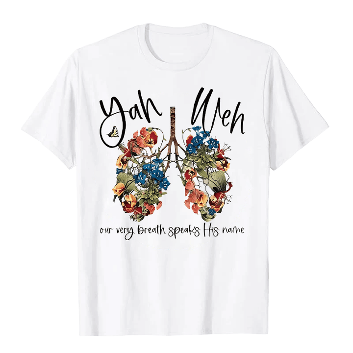 Christianartworkshop Il nostro stesso respiro pronuncia il suo nome Floral Lung Yahweh T-shirt unisex - Bianco - 2XL - image 1