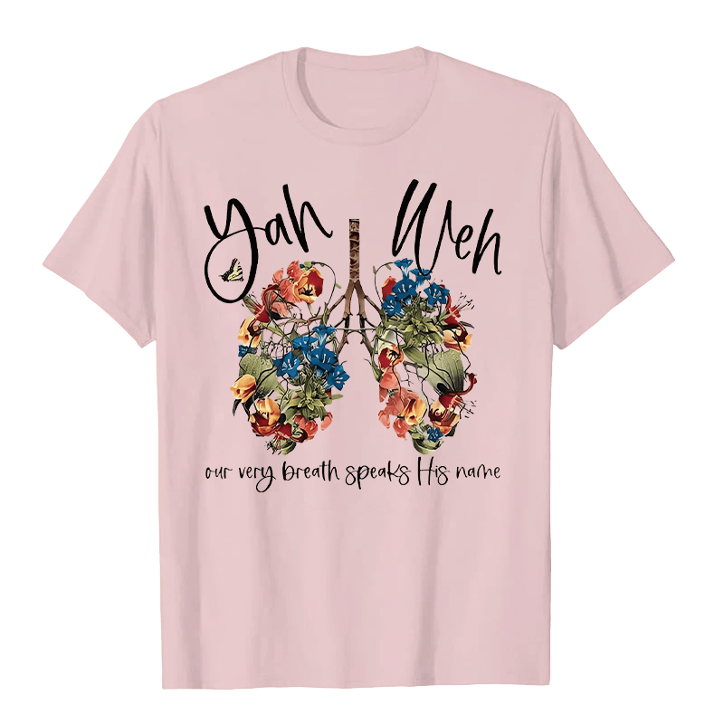 Christianartworkshop Il nostro stesso respiro pronuncia il suo nome Floral Lung Yahweh T-shirt unisex - Rosa - 2XL - image 6