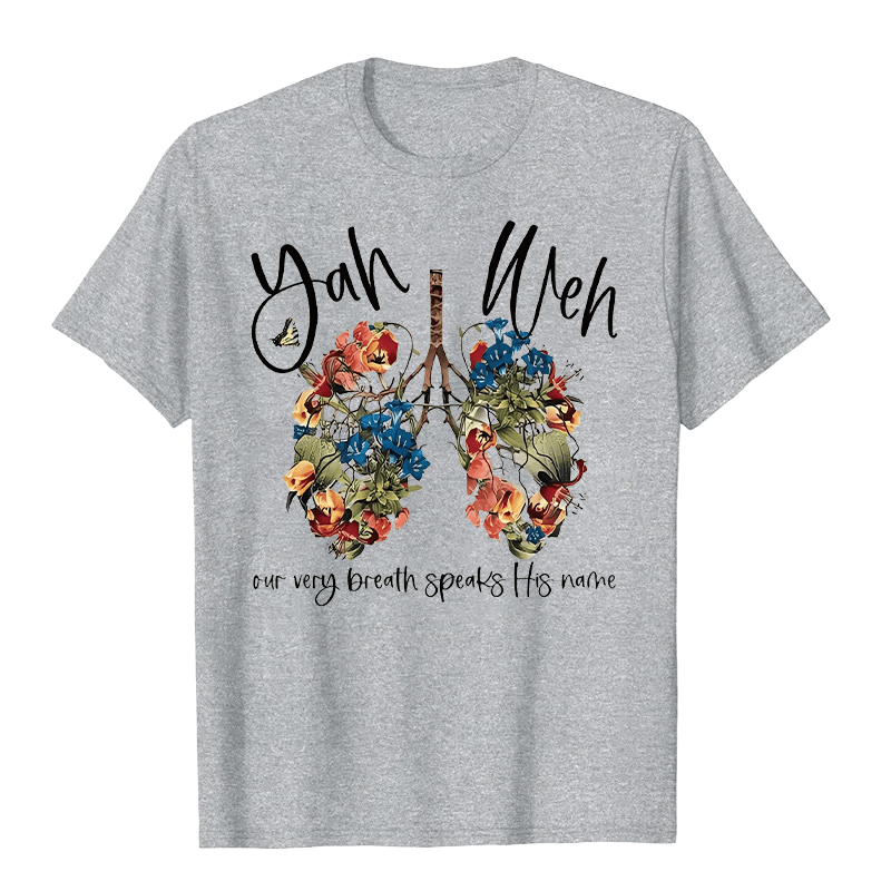 Christianartworkshop Il nostro stesso respiro pronuncia il suo nome Floral Lung Yahweh T-shirt unisex - Grigio - 2XL - image 7