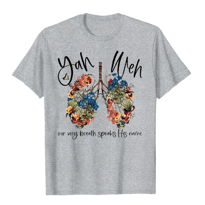Christianartworkshop Il nostro stesso respiro pronuncia il suo nome Floral Lung Yahweh T-shirt unisex - Grigio - 2XL - image 7