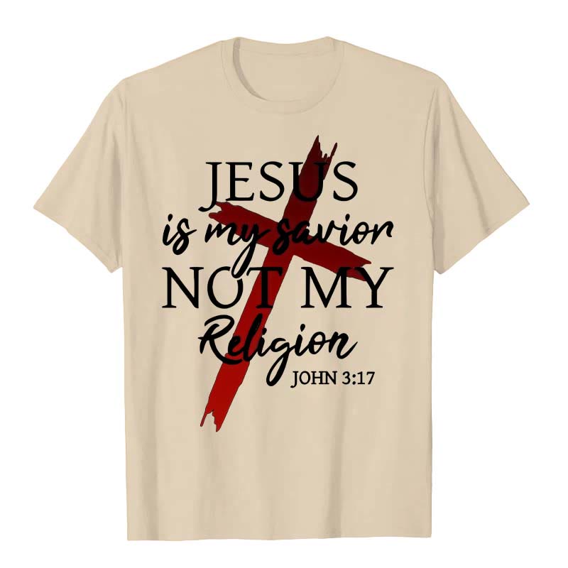 Christianartworkshop Gesù è il mio Salvatore, non la mia religione, Dio, fede, croce, maglietta unisex - Beige - 2XL - image 1