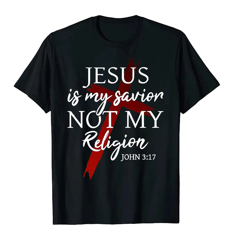 Christianartworkshop Gesù è il mio Salvatore, non la mia religione, Dio, fede, croce, maglietta unisex - Nero - 2XL - image 0
