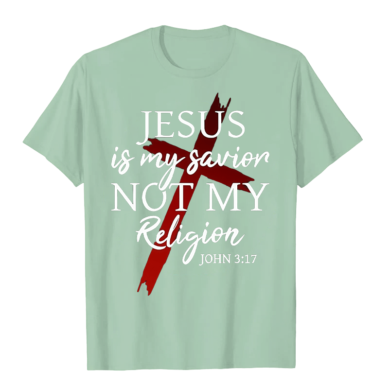 Christianartworkshop Gesù è il mio Salvatore, non la mia religione, Dio, fede, croce, maglietta unisex - Verde chiaro - 2XL - image 6