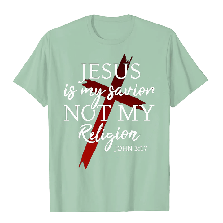 Christianartworkshop Gesù è il mio Salvatore, non la mia religione, Dio, fede, croce, maglietta unisex - Verde chiaro - 2XL - image 6