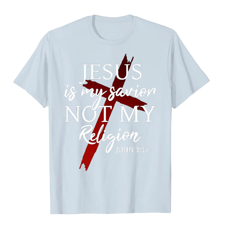 Christianartworkshop Gesù è il mio Salvatore, non la mia religione, Dio, fede, croce, maglietta unisex - Azzurro chiaro - 2XL - image 7