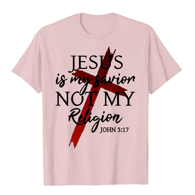 Christianartworkshop Gesù è il mio Salvatore, non la mia religione, Dio, fede, croce, maglietta unisex - Rosa chiaro - 2XL - image 4
