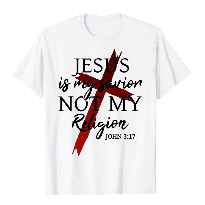 Christianartworkshop Gesù è il mio Salvatore, non la mia religione, Dio, fede, croce, maglietta unisex - Bianco - 2XL - image 2