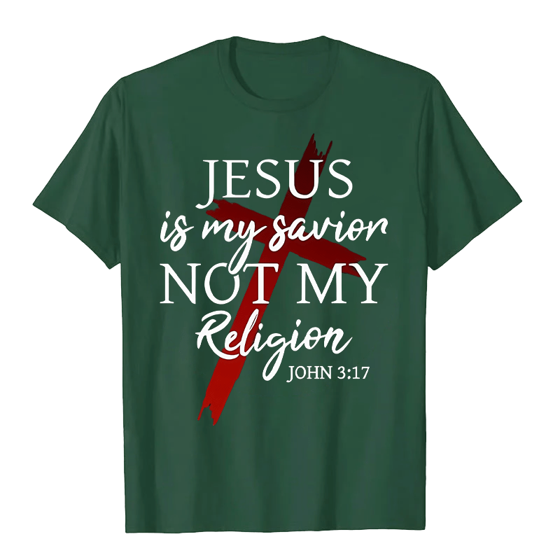 Christianartworkshop Gesù è il mio Salvatore, non la mia religione, Dio, fede, croce, maglietta unisex - Verde scuro - 2XL - image 8